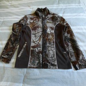 Fieldline Women's Camouflage Fleece Full Zip Jacket Stand Up Collar Size Medium